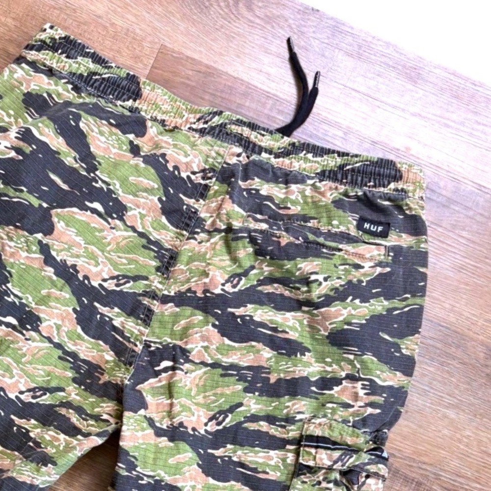 HUF Mens Tiger Stripe Camo Cargo Pants Green Black Ripstop Joggers 36x29